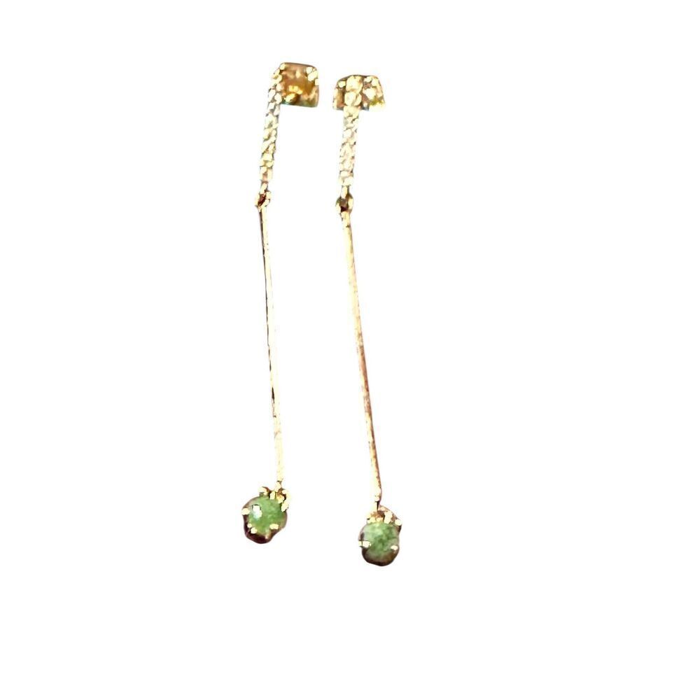 TAI Emerald Green & Gold & CZ Dangle Earrings